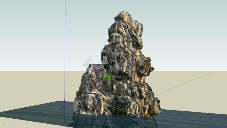 假山岩石置石景观石SU模型-图二