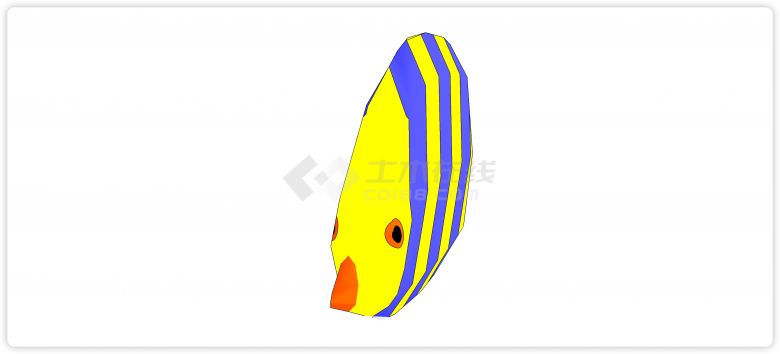 蓝色黄色相间水族馆鱼类动物组合su模型-图一