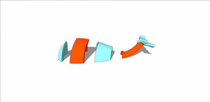 现代蓝橙色鱼雕塑小品 su模型_图1