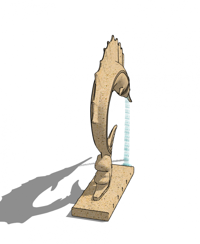 泥塑怪状现代鱼雕塑小品海洋生物SU模型_图1