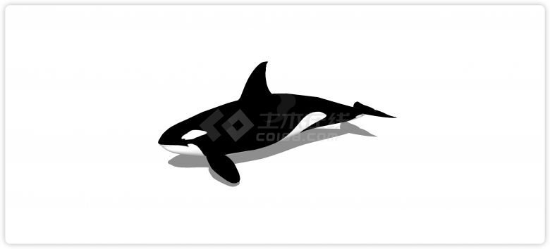 黑白鲸鱼现代鱼雕塑小品su模型-图一