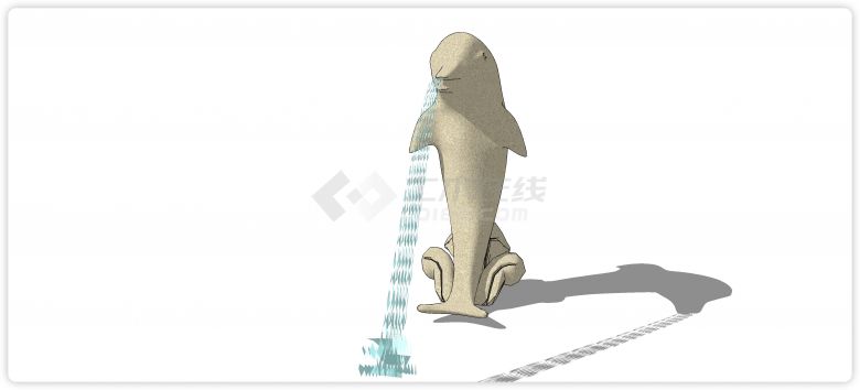 海豚喷泉现代鱼雕塑小品su模型-图二