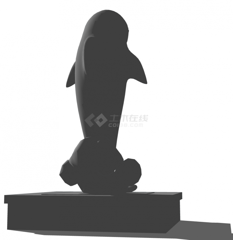 白色海豚现代鱼雕塑小品海洋生物SU模型-图一