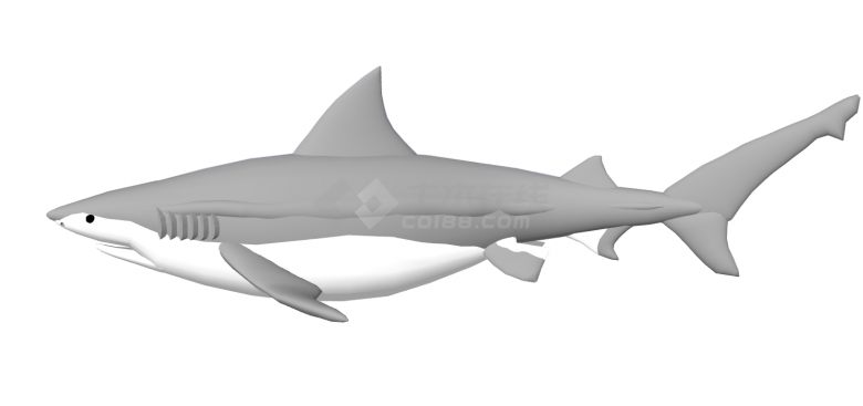 飞机尾现代鱼雕塑小品海洋生物SU模型-图二