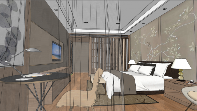 大型欧式卧室家装设计su模型_图1