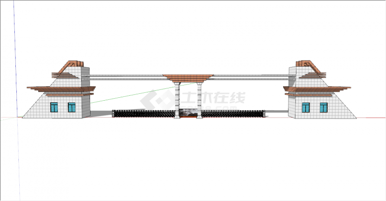 造型别致新颖的厂区学校大门入口su模型-图一