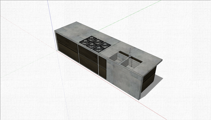 现代岩板厨房家具组合su模型_图1