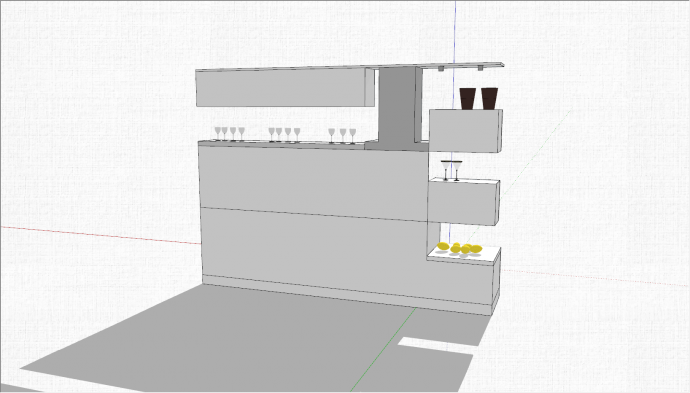 现代高层厨房家具组合su模型_图1