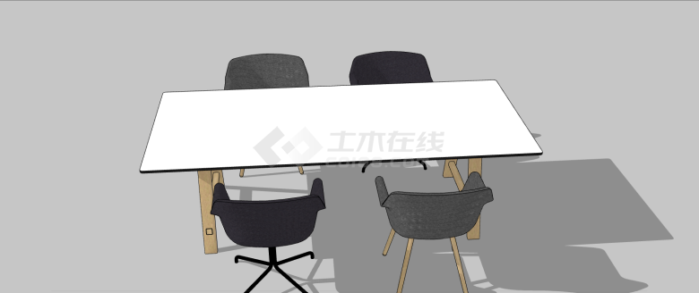 白色简约办公室桌子su模型-图二