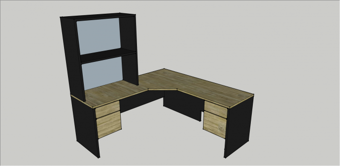 现代室内木制办公桌su模型_图1