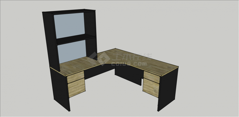 现代室内木制办公桌su模型-图一