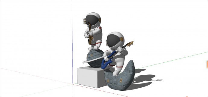 现代宇航员雕塑饰品吉他萨克斯su模型_图1