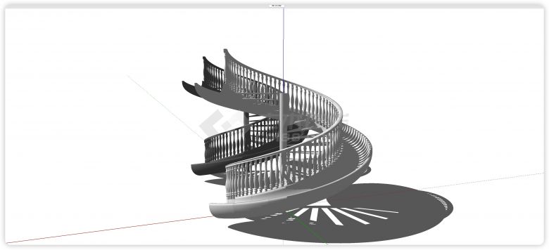 旋转罗马扶手滑梯楼梯su模型-图二