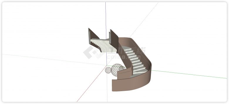 三角旋转石质踏板楼梯su模型-图二