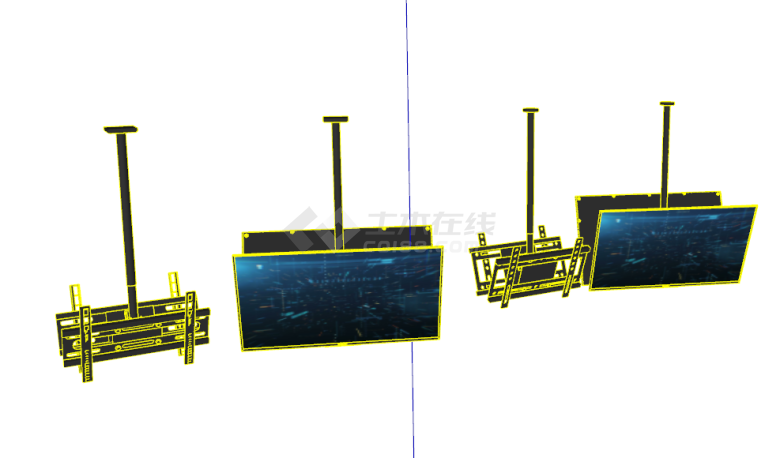 现代可挂墙的大屏电视机su模型-图一