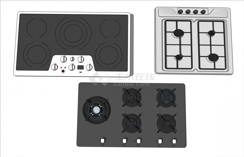 多种现代煤气灶厨房电器su模型-图二