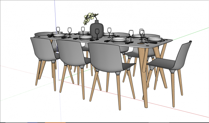 一套高档又精美的餐桌与摆件su模型_图1