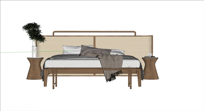 木制床头柜花瓶床su模型_图1