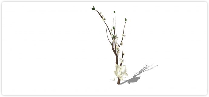 白色梅花室内植物盆栽su模型_图1