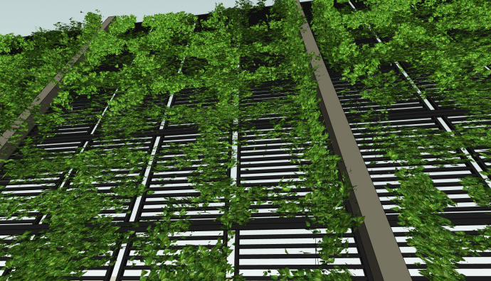布满绿色植物墙面设计su模型_图1