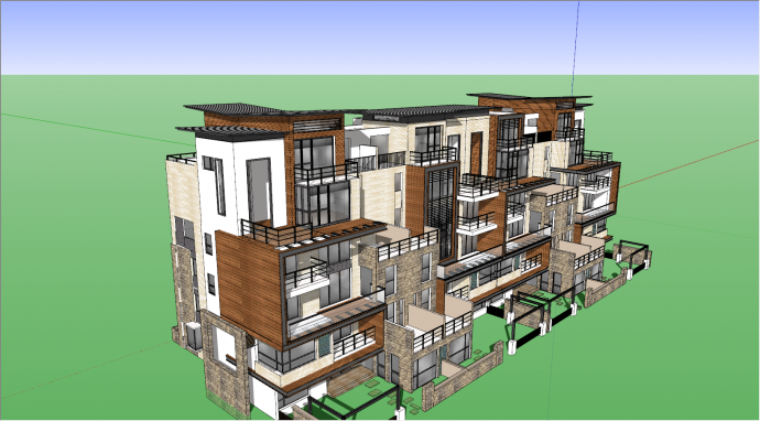 新亚洲中式风格独栋高层住宅su模型_图1