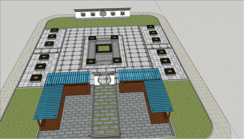 现代拱门广场参考庭院 su模型-图二