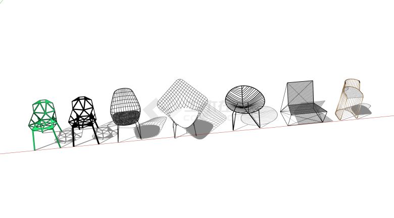 创意镂空现代风格休闲椅合集SU模型-图二