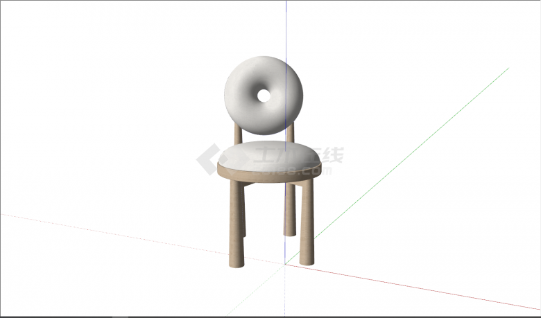 简易圆形软垫休闲椅su模型-图二