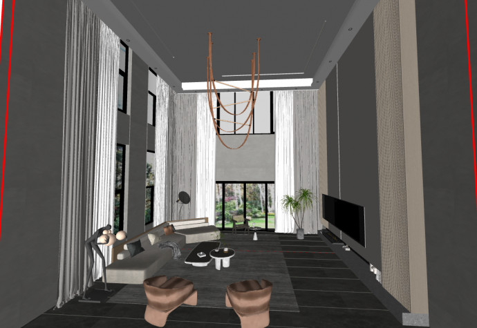 新中式别墅室内设计su模型_图1