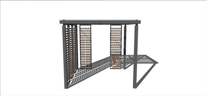 现代多样材质组装梯子样式隔板亭su模型_图1