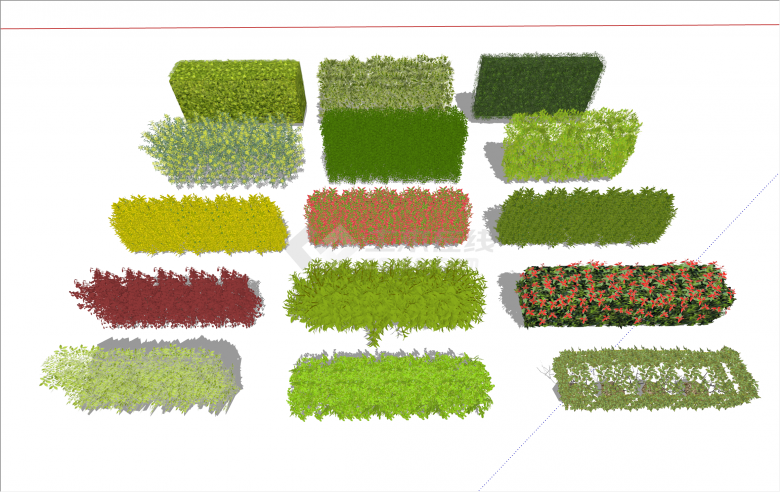 多类型植物篱墙灌木丛绿篱集合su模型-图二