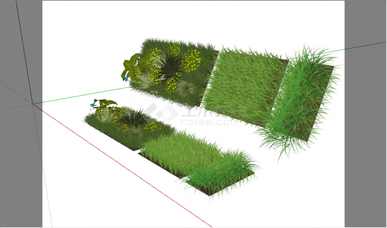 现代景观草皮草坪户外植被组合su模型-图二