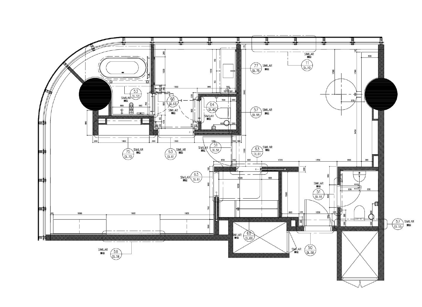 某某大厅建筑结构平面图CAD图 
