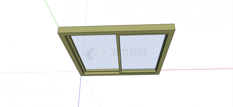 中式木制框推拉卧室窗su模型-图二