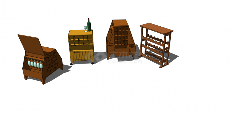现代多款式木制柜组合su模型-图二