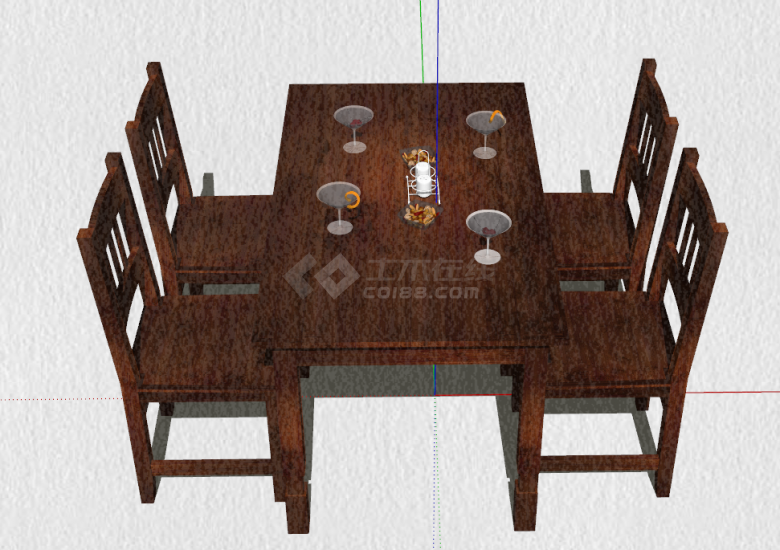 中式餐桌家具组合su模型-图二