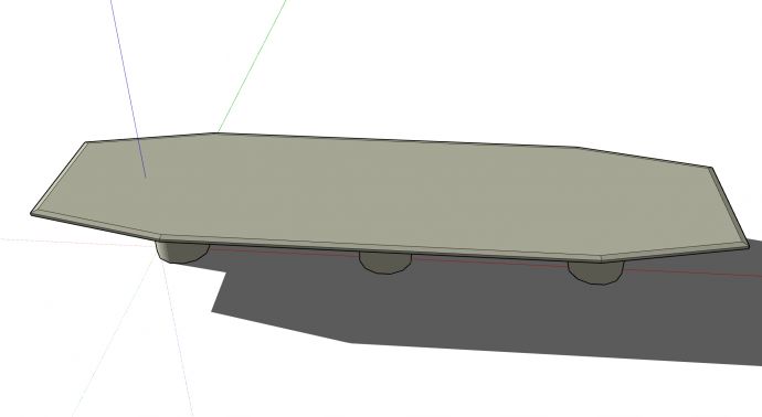 三个圆柱支撑滑板造型长凳su模型_图1