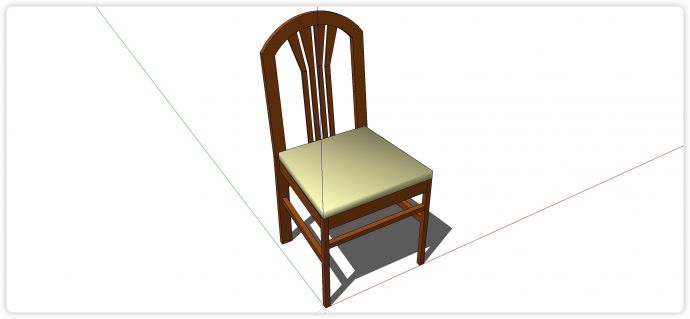 实木结构靠背椅其他家具su模型_图1