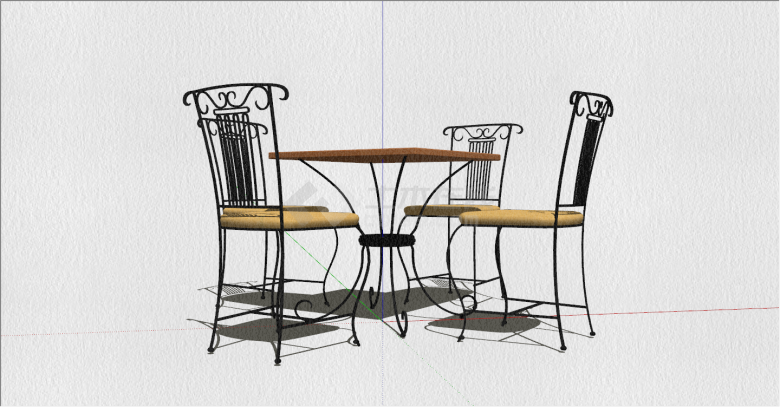 现代风格派餐桌椅组合su模型-图一