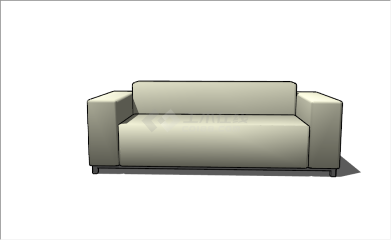 现代极简风格米色多人沙发su模型-图二