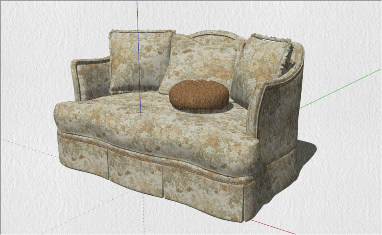 中式印花异域风休闲沙发su模型-图一