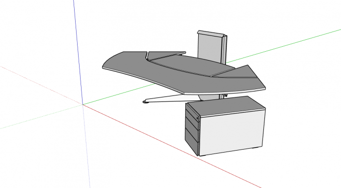 桌椅灰色不规则可折叠su模型_图1