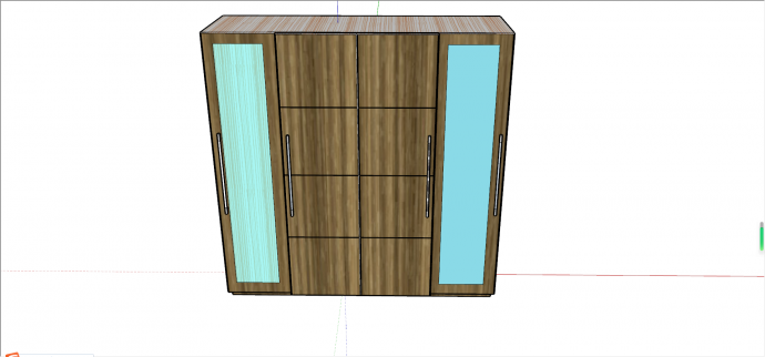 现代棕色实木衣柜su模型_图1