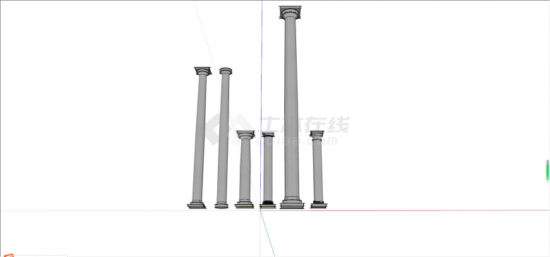 各种大小的别墅罗马柱组合su模型-图一