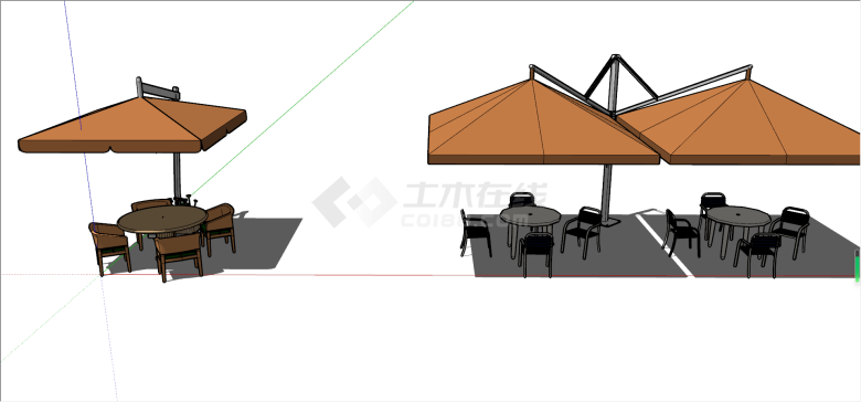 带遮阴棚的户外园椅su模型-图一
