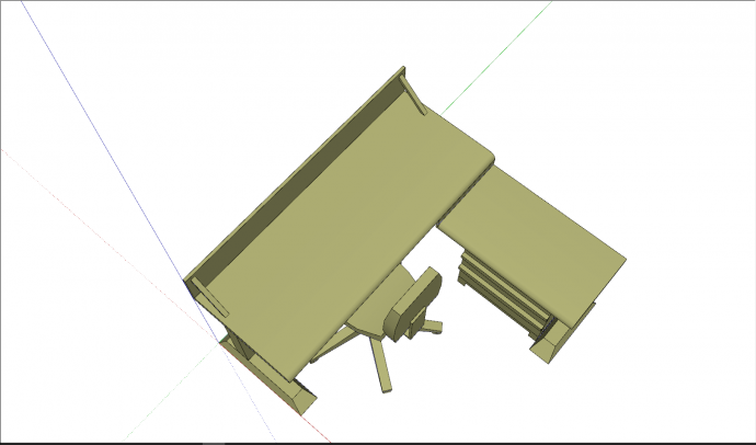 简易式L型桌子滑轮椅柜子桌椅组合su模型_图1
