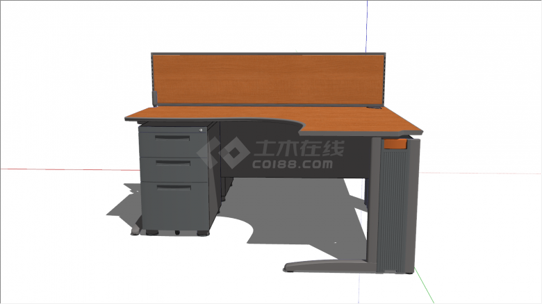 两张木色办公桌椅su模型-图二