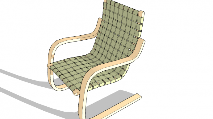 带扶手可靠背格子桌椅su模型_图1