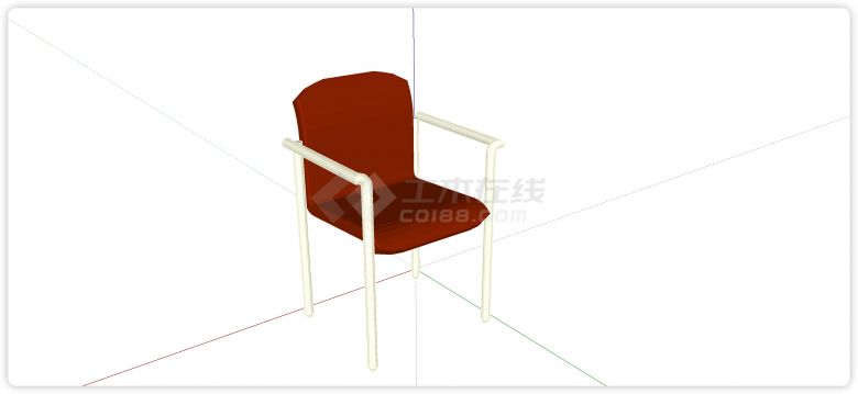 简约结构红色软靠垫桌椅su模型-图一