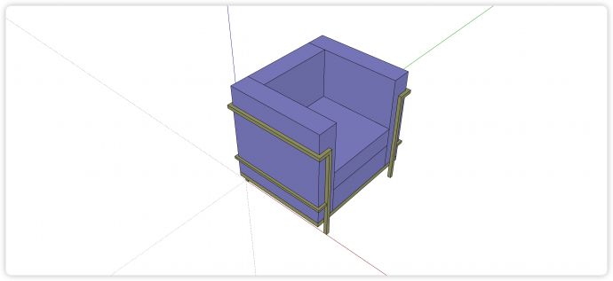 金属框架凳脚方形直角坐垫沙发su模型_图1